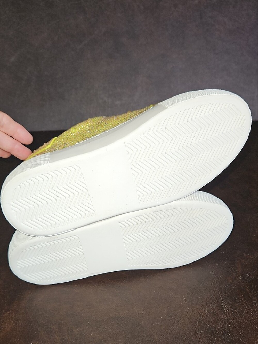 Betsey Johnson Sidny Bright Citron Yellow Crystal Embellished Platform Sneakers - Picture 7 of 11